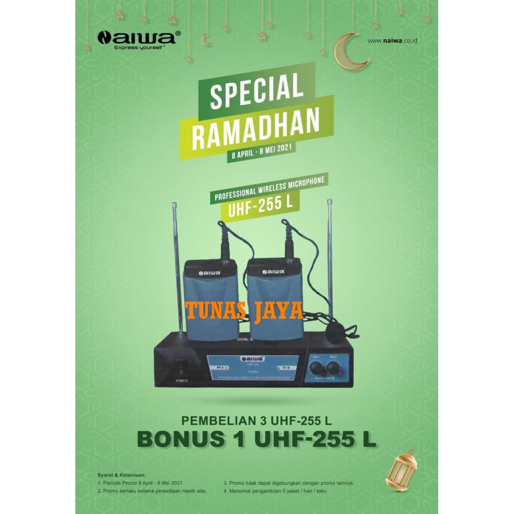 Mic wireless Aiwa UHF255L clip on + clip on  UHF 255 L Special Ramadhan