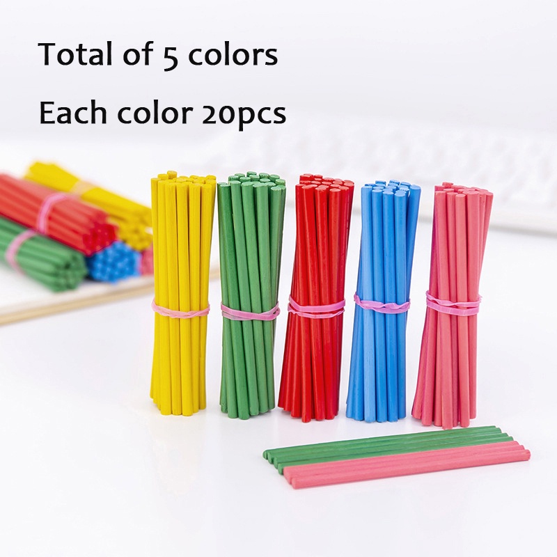 100pcs Stik Bambu Warna-Warni Untuk Belajar Berhitung / Matematika