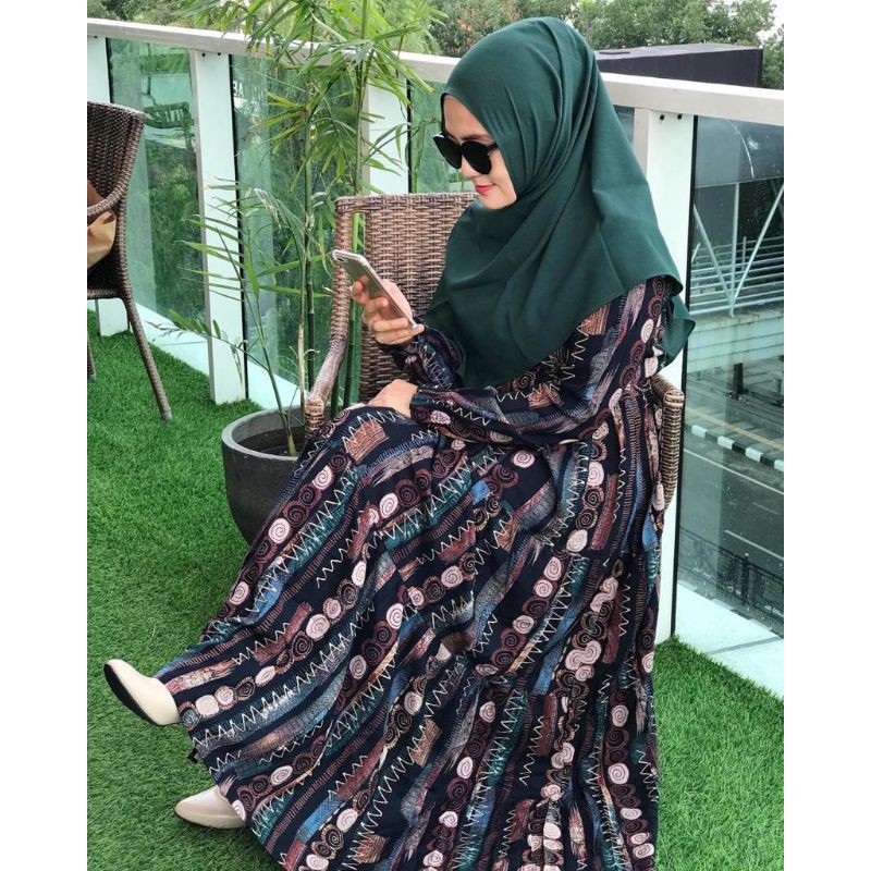 Gamis Rayon/ Dress Busui/ Dress motif/ Zeline Dress