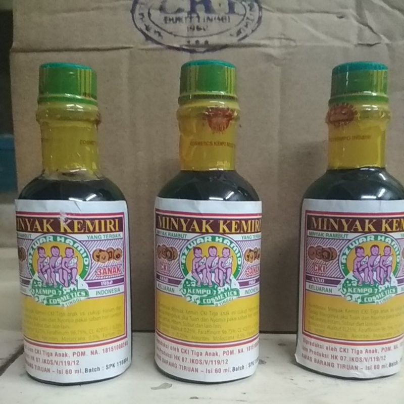 Minyak kemiri 60ml  (Azwar Hamid) cap 3 anak