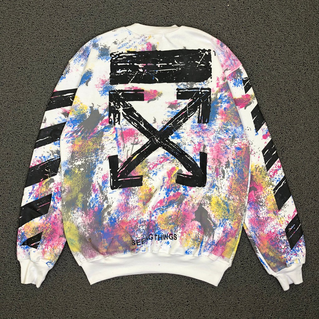 JAKET SWEATER CREWNECK OFF WHITE GALAXY BRUSHED DIAG ARROW PUTIH AUTHENTIC PREMIUM TERLARIS TERMURAH