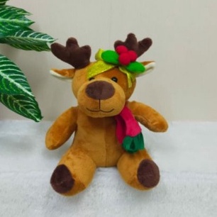 Boneka Reinder Yelvo Size 9&quot;/30cm/boneka rusa syall/accesoris natal/kado natal/Boneka Natal