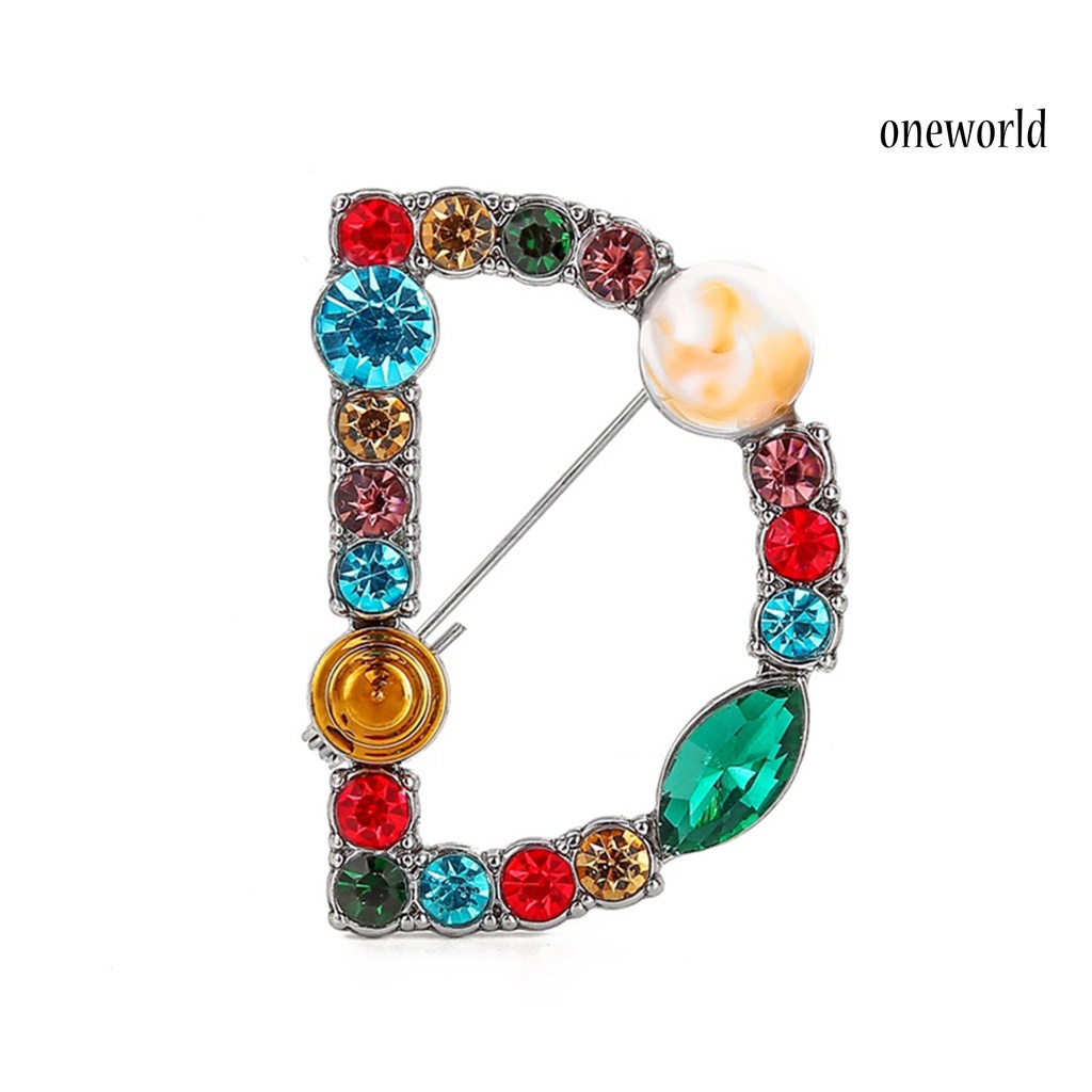 OW@ Brooch Exquisite Beautiful Colorful Letter Brooch Pin for Banquet