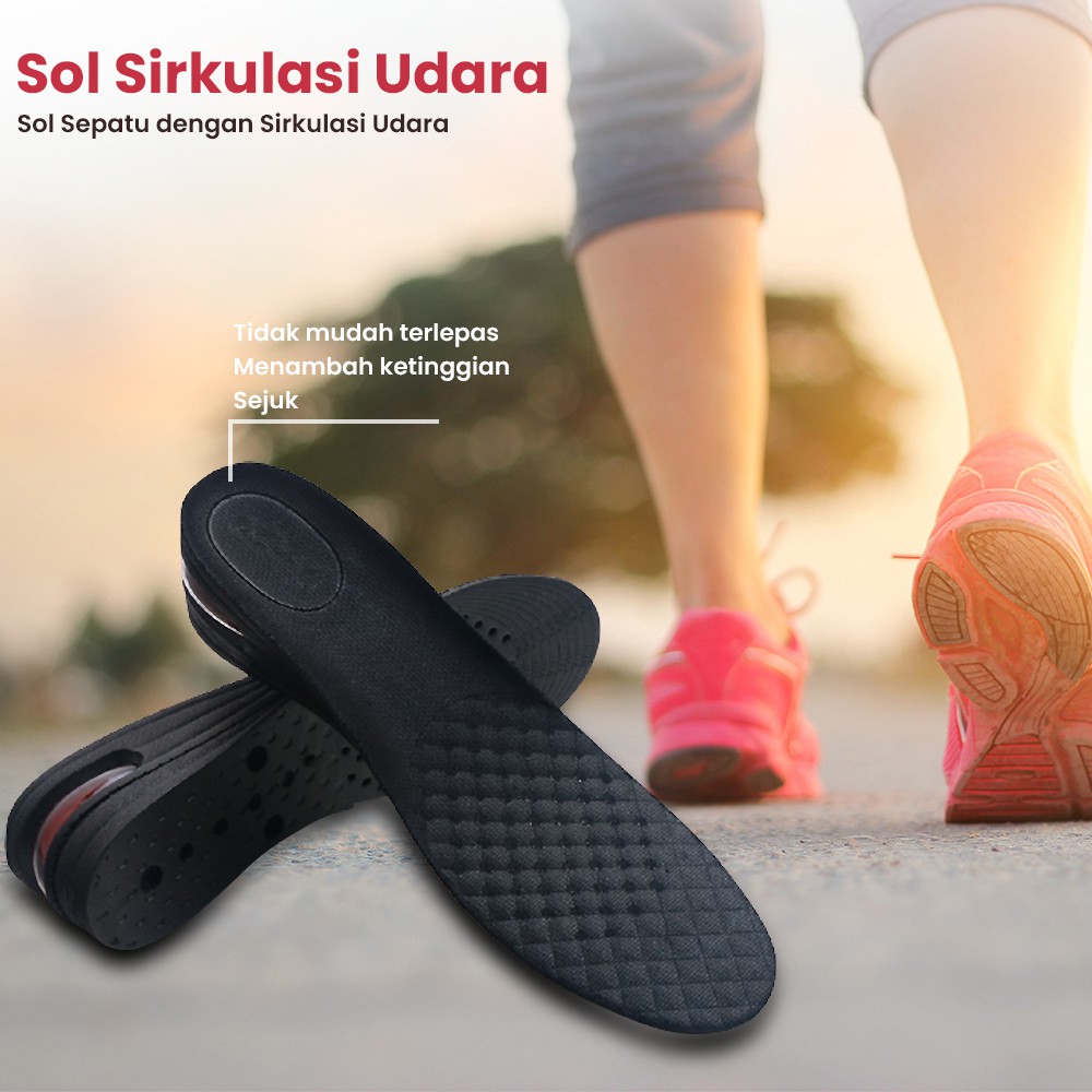 Sol Sepatu Peninggi Badan Dengan Sistem Aliran Sirkulasi Udara Dapat Disesuaikan