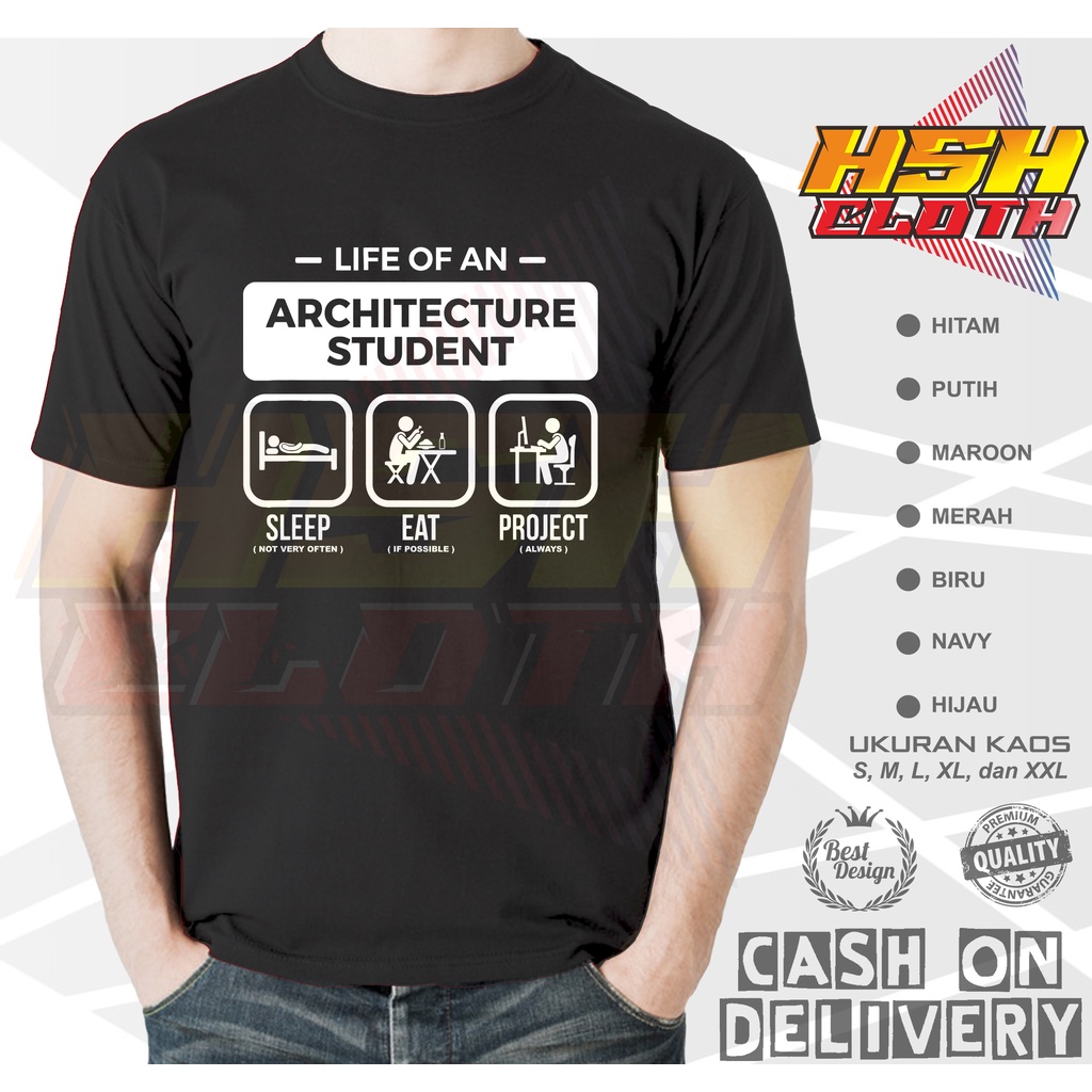 Jual Kaos Arsitek Arsitektur Life Of An Architect Sleep Eat Project Kaos Profesi Kaos Distro 