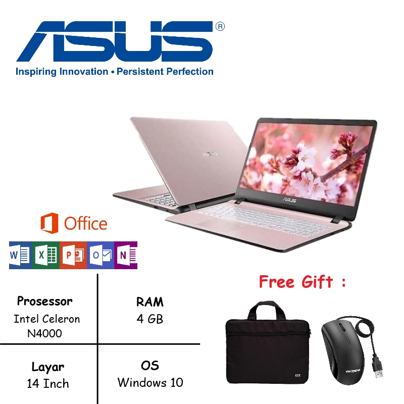 Laptop ASUS A407M Superslim Fingerprint Intel N4000 RAM 4GB SSD 240GB windows 10