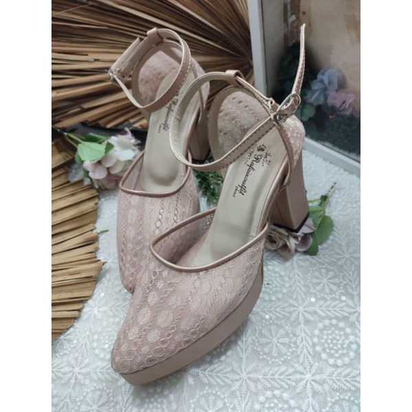 sepatu siera rosegold tinggi 9cm