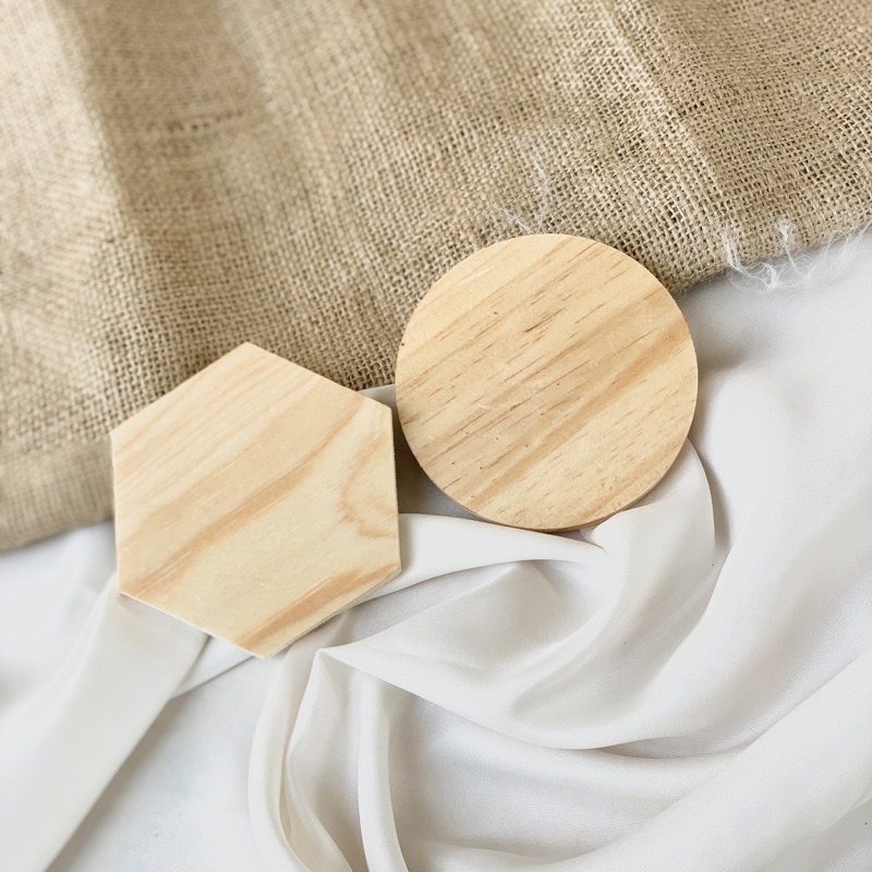 Tatakan Kayu Bulat Hexagon untuk gelas  | Wood Coaster Scented Candle Bulat dan Hexagon