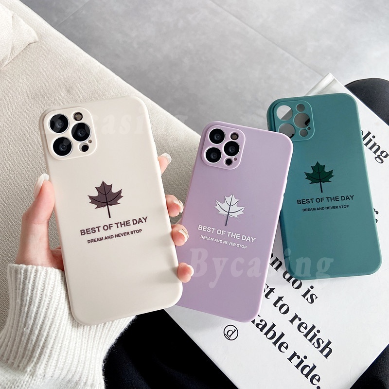 Luxury Square Soft Phone Case for Samsung Galaxy A03S A22 4G A12 A02s M02s A11 M11 A51 A20S A10 A10s A20 A30 A30s A50s A71J7 Pro J7 Prime Cases Silicone Maple Leaf Shockproof Back Cover BY