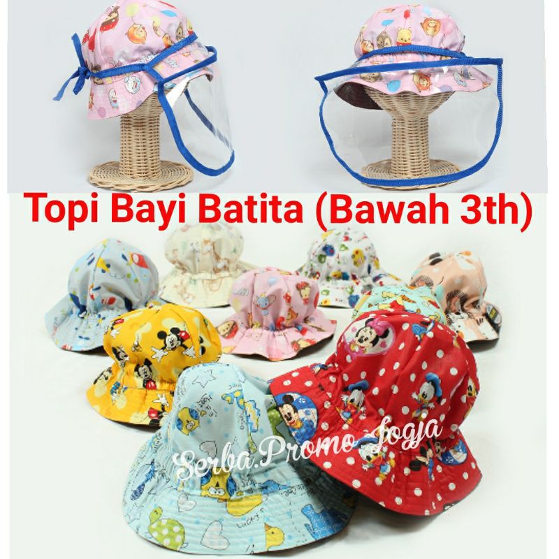 Topi Bucket Bayi Karakter - Topi Visor Faceshield Bayi Lucu