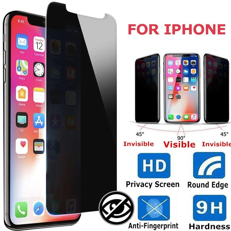 Pelindung Layar Tempered Glass Anti Spy Untuk Iphone 12 Mini 11 Pro Xs Max X Xr 6 7 8 Plus