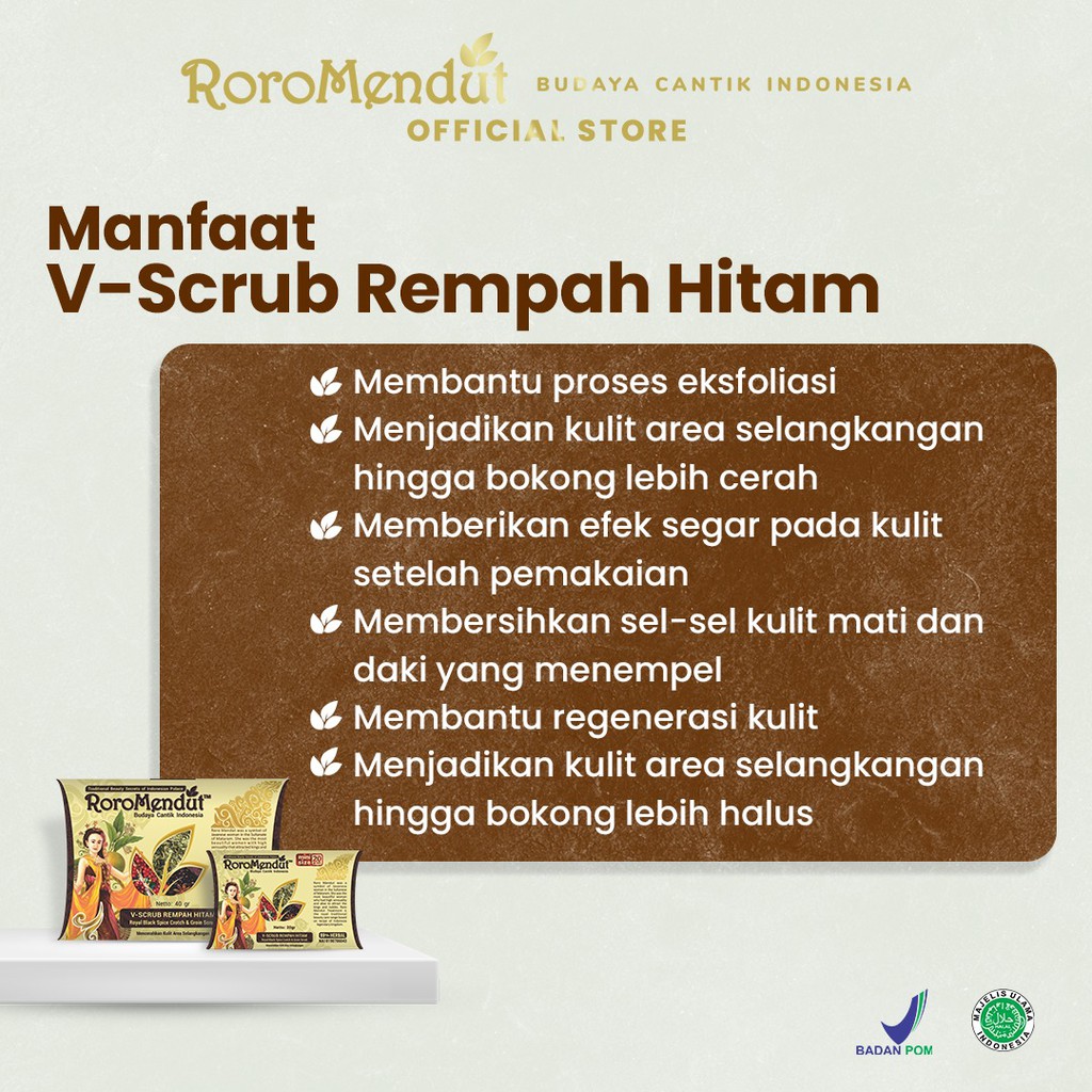 Roro Mendut V-Scrub 40gr Lulur Pemutih Selangkangan Asli