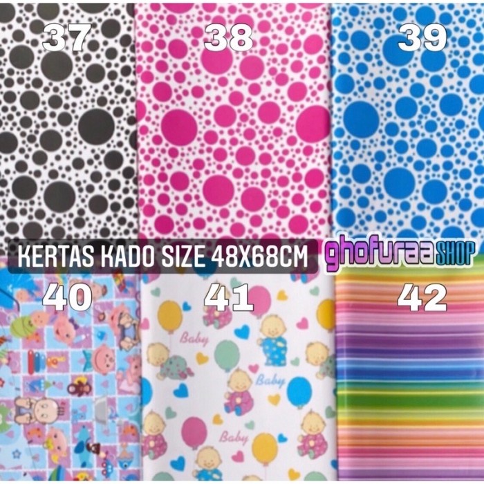 

kertas kado bungkus kado aneka motif polkadot warna hitam pink biru by anak balon