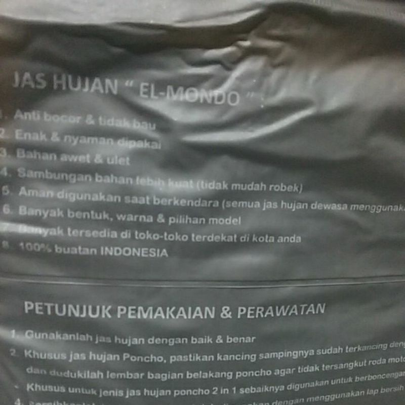 urd E914 ELMONDO JAS HUJAN SETELAN JAKET CELANA MONTANA KWALITAS TERBAIK DI KELAS NYA , HARGA HEMAT