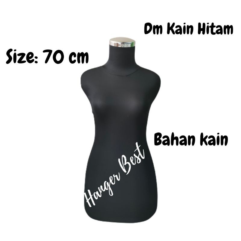 Manekin Body Cewek DM Hitam Kaki Besi | Manekin Wanita Kain Hitam | Patung Display Lapis Kain