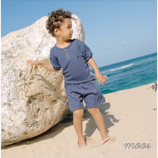 Mooi Shirt Waffle Set 1-5 Tahun Setelan Anak Waffle Unisex CBKS