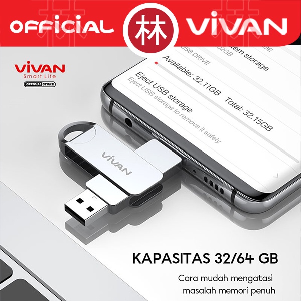 VIVAN VOC232 / VOC264 Flashdisk OTG Dual Type-C USB 3.1 32GB 64GB