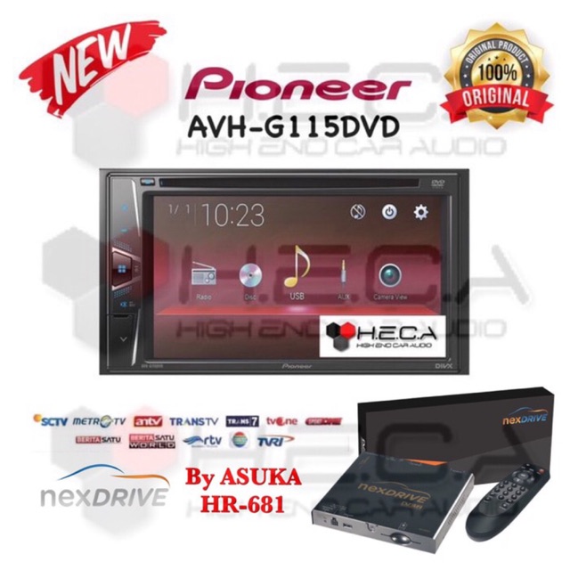 Pioneer AVH-G115DVD Tape Mobil Double din & TV Tuner NEXDRIVE By Asuka
