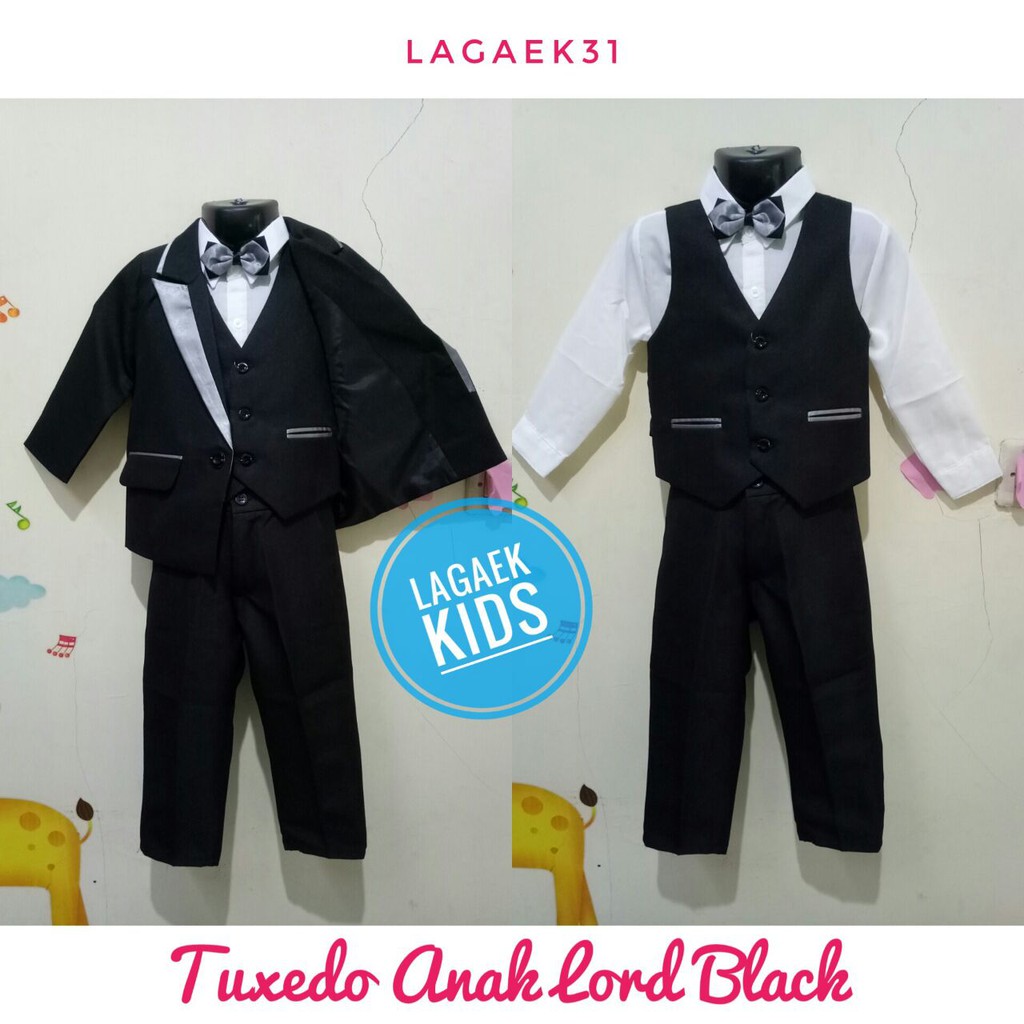 Setelan Jas Anak Laki Laki Usia 1 2 Tahun Premium HITAM 8in1- Jas Pesta Anak Cowok Tuxedo HItam Casual Untuk Pesta