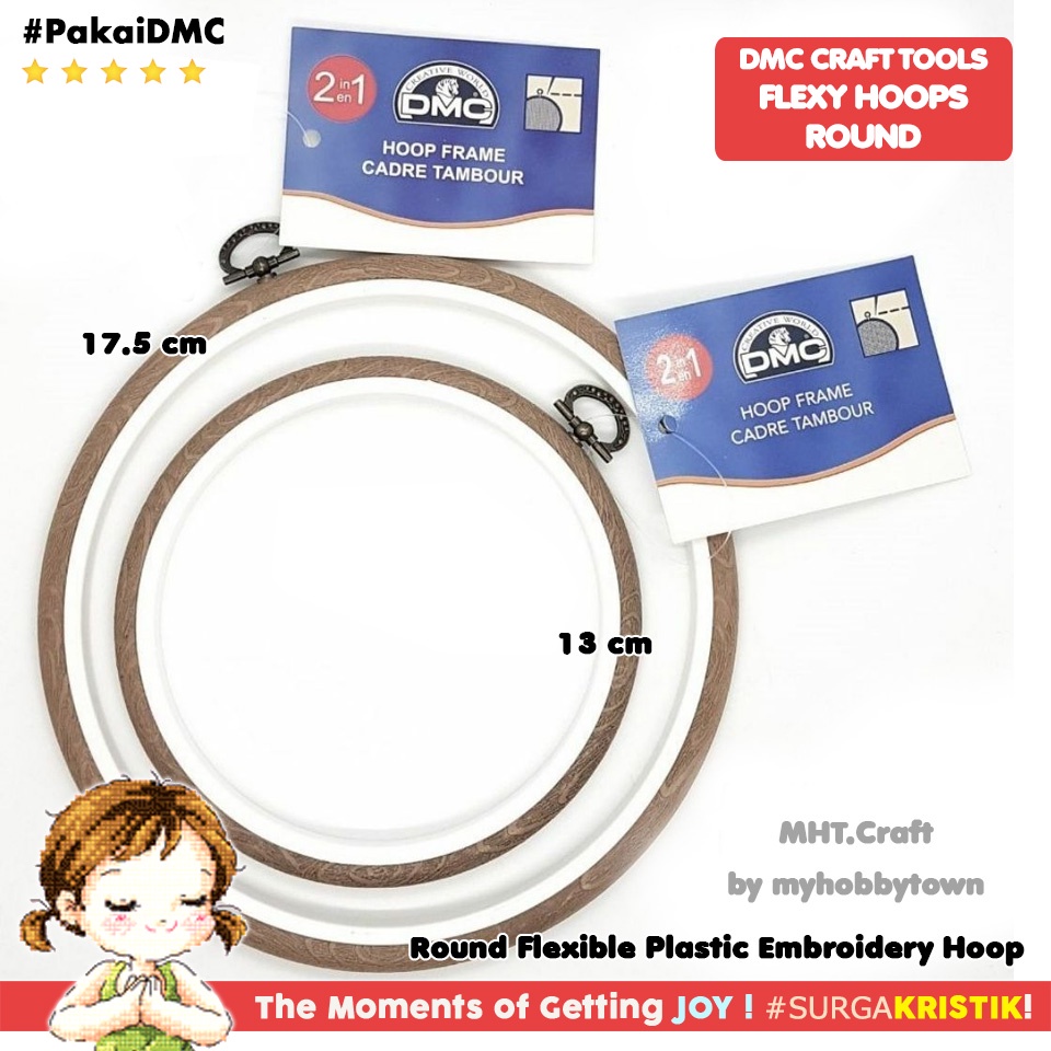 Pemidangan Hoop Sulam Kristik Embroidery Punch Needle Round Flexy Hoop DMC