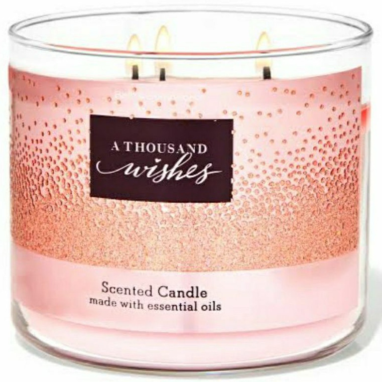 BATH AND BODY WORKS BBW A THOUSAND WISHES 3-WICK SCENTED CANDLE 411 G LILIN WANGI 3 SUMBU UKURAN BESAR PENGHARUM RUANGAN