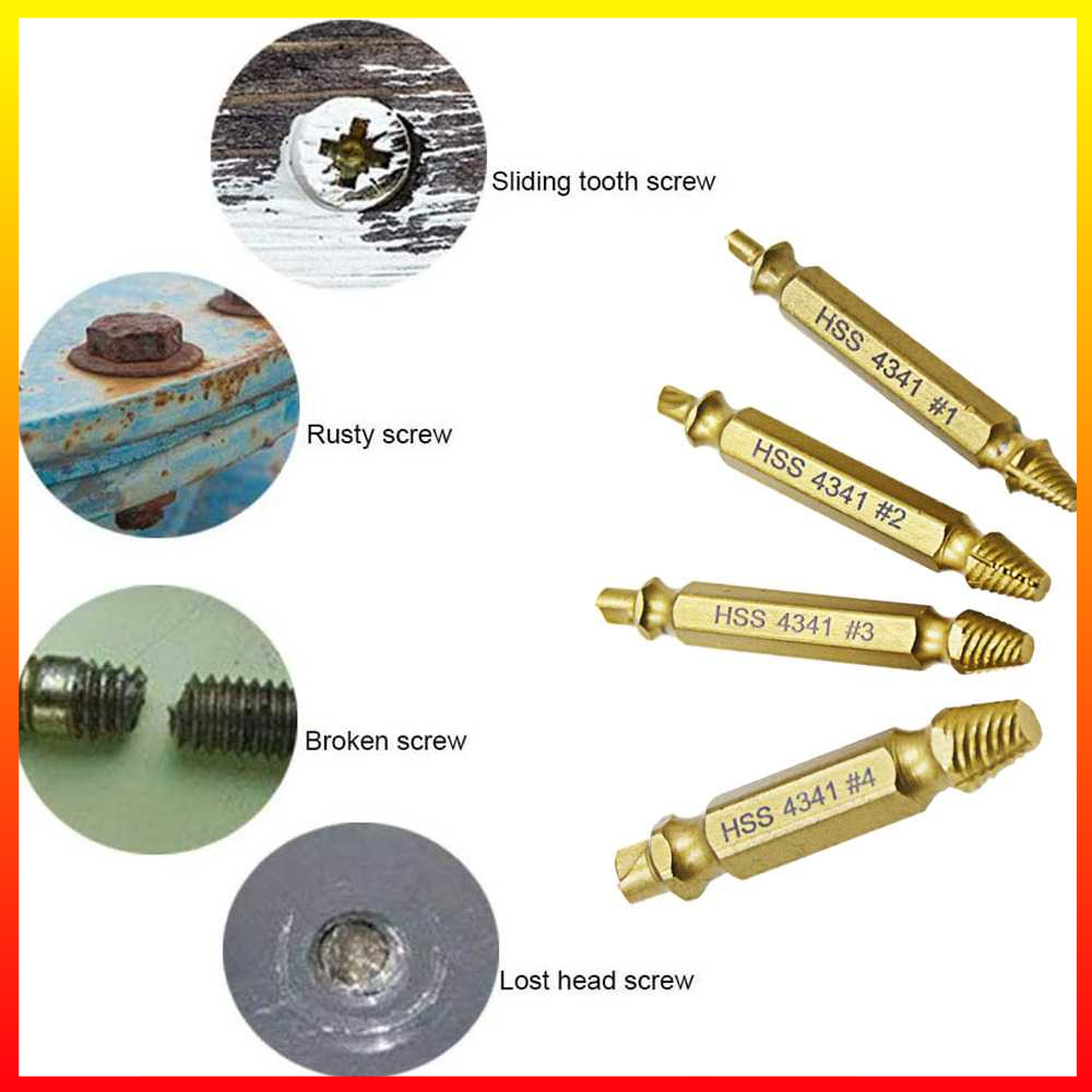 Set 5 PCS Mata Bor Baja Perbaikan Baut Skrup Patah Extractor Broken Screw Remover DIZAINLIFE - 7ROTJ8SV