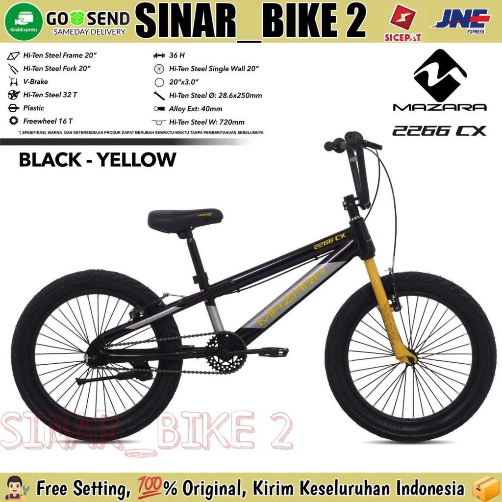 Sepeda Anak BMX MAZARA 2266 CX Ukuran 20 Inch Ban Jumbo 3.0