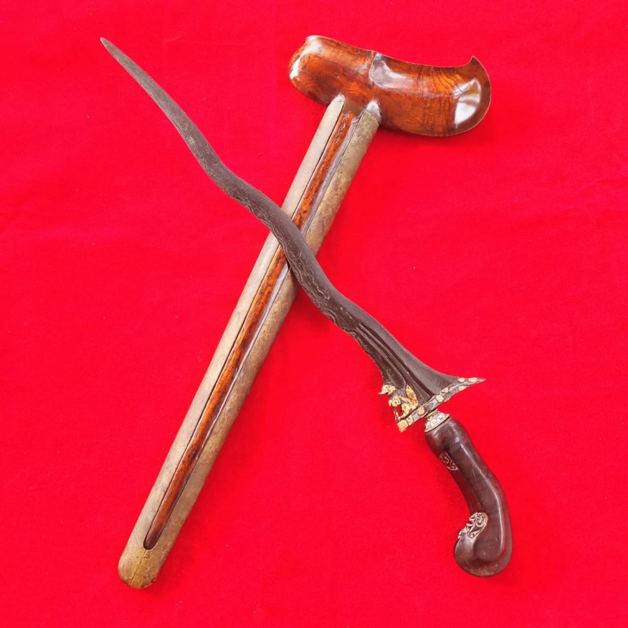 Keris Singo Barong Pandowo Luk 5 Kinatah Emas Asli Tangguh Majapahit