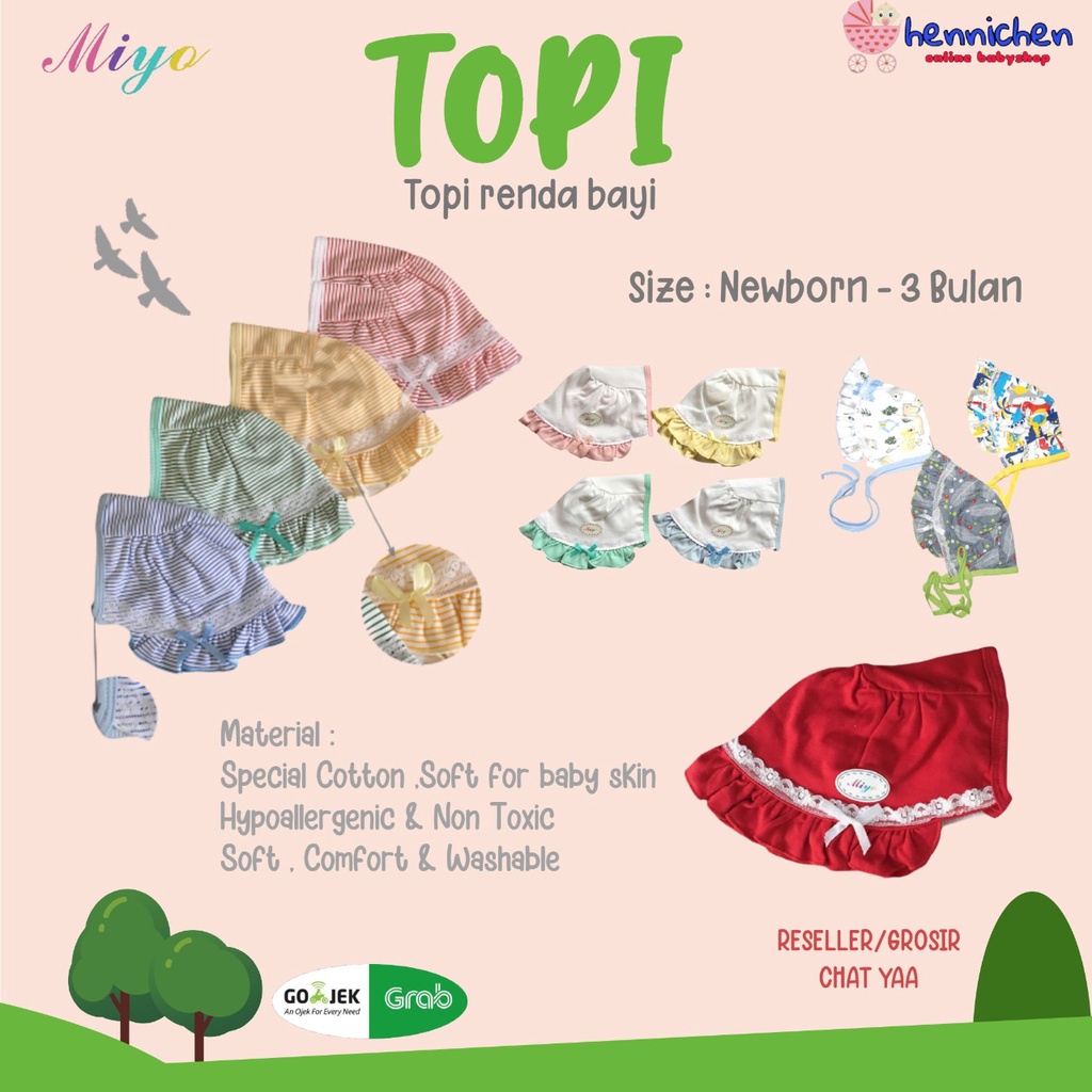 MIYO by libby Topi Renda Bayi/Baby Warna Merah Newborn (0-3M)