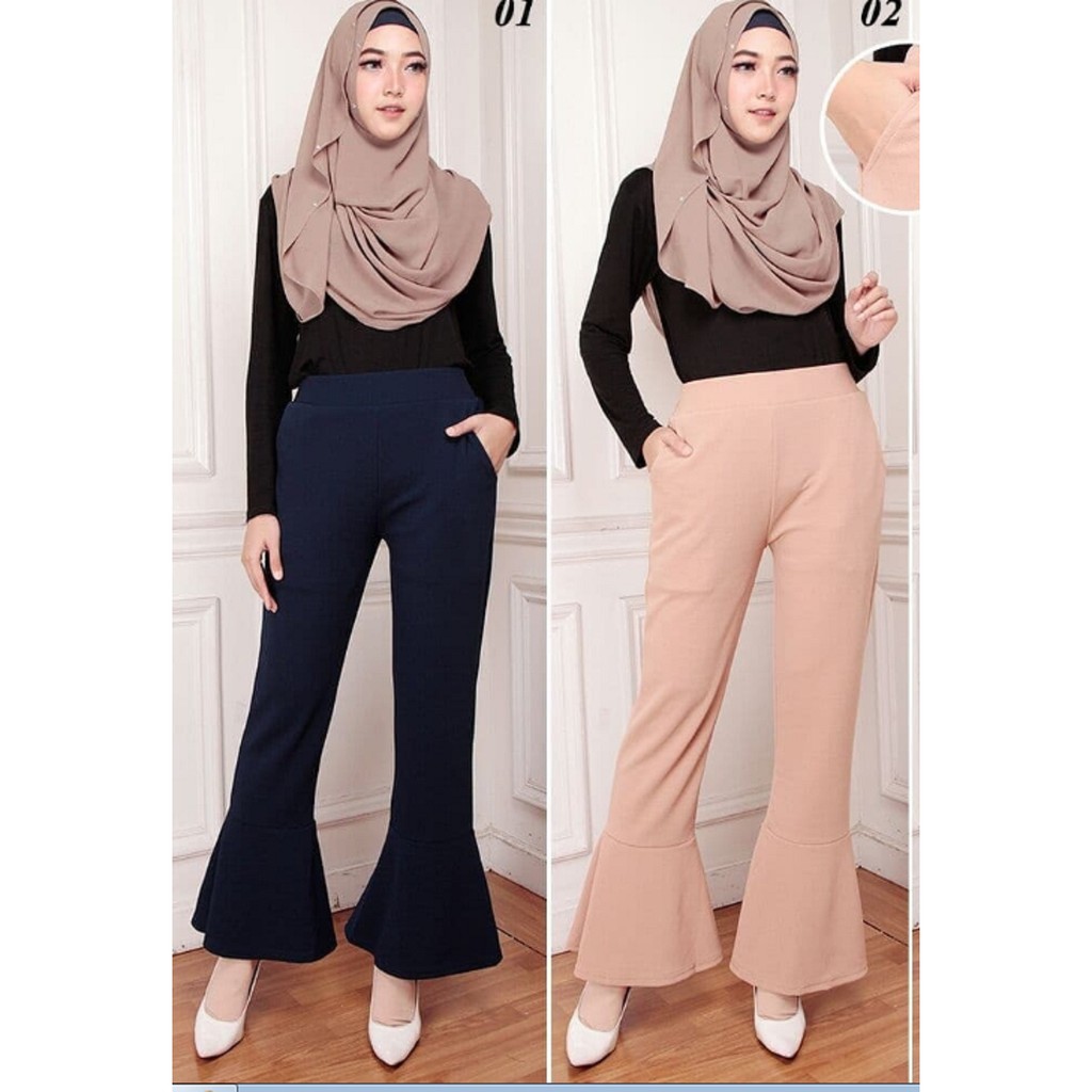 Jual Celana Wanita Cutbray Terompet Celana Panjang Scuba Premium