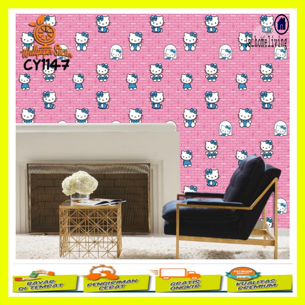 (COD) Wallpaper Dinding Hello Kitty Bata / Wallpaper / Wallpaper HK Bata / Wallpaper Pink 500