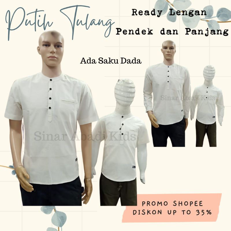 Qurlu - Kemeja Koko Dewasa/Anak warna BROKEN WHITE/BW (baju couple ayah dan anak laki-laki) Baju Koko Pria