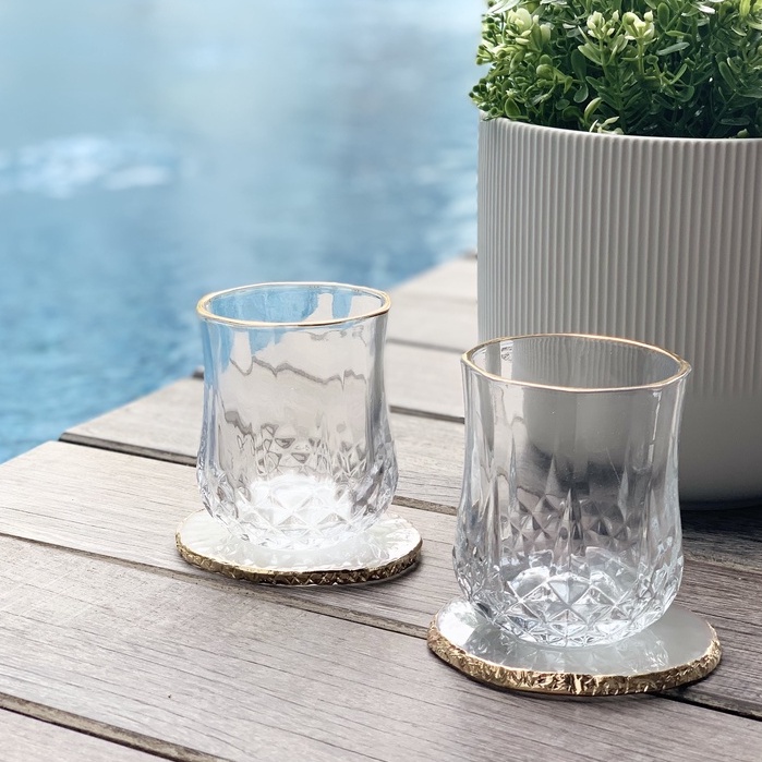 ARTHUR Whisky Glass with Gold Rim/ Gelas Whisky/ Gelas Air Minum Gold