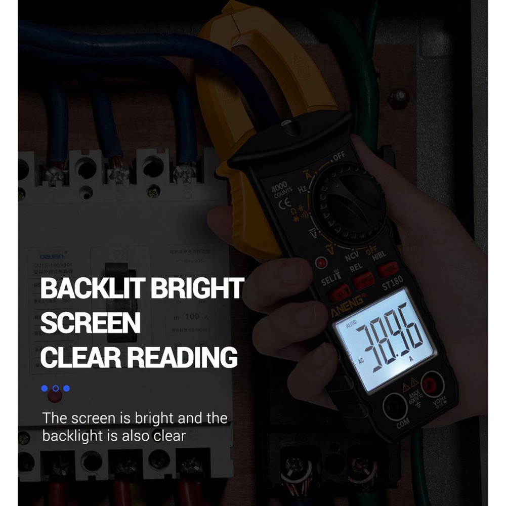 Solighter Digital Clamp Meter ANENG ST180 Amp Hz Kapasitansi NCV Ohm Test Mobil Amp DC/AC Ammeter