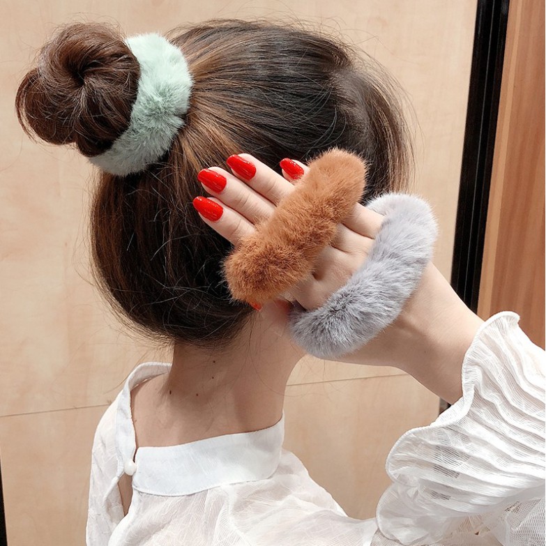 Ikat Rambut korea Ponytail Donat Pompom NJ124