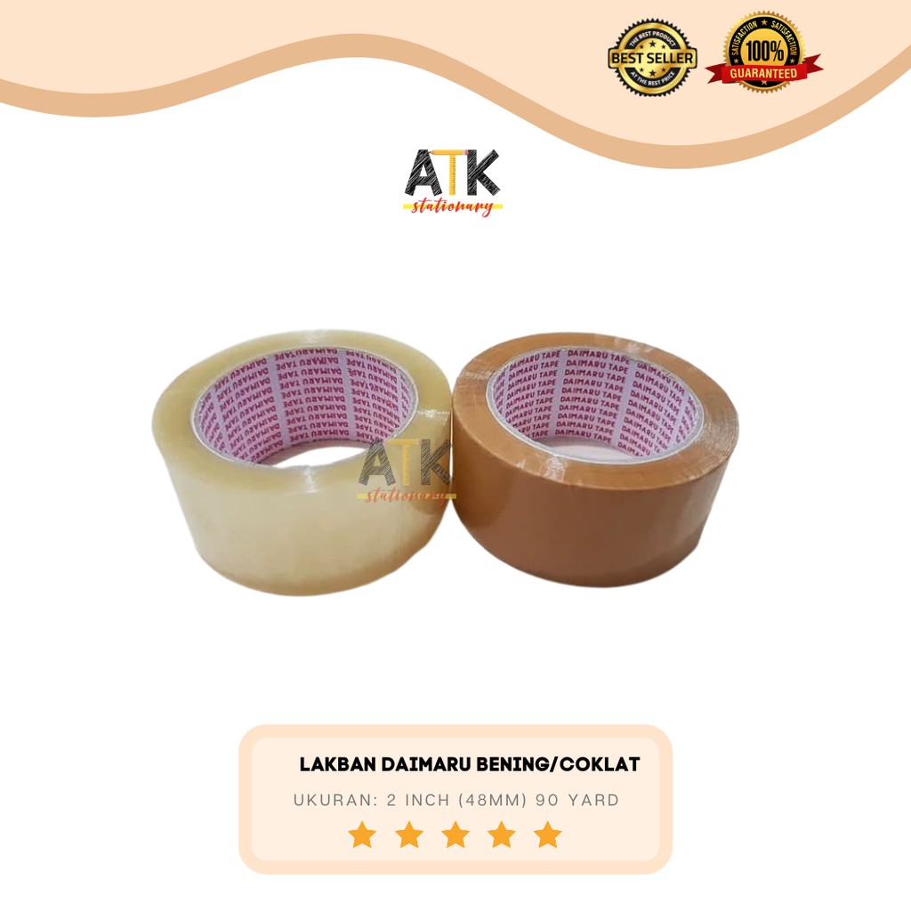 

Lakban Bening / Coklat Daimaru 90 Yard 2 Inch 48 mm atk