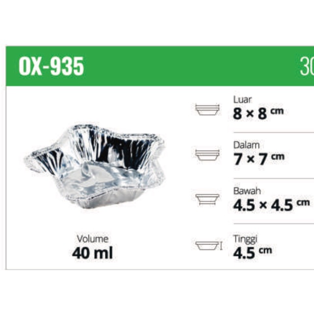 Keren OX 935 Aluminium Foil Cup Pie (Isi 10 Pcs) bentuk Bintang Star