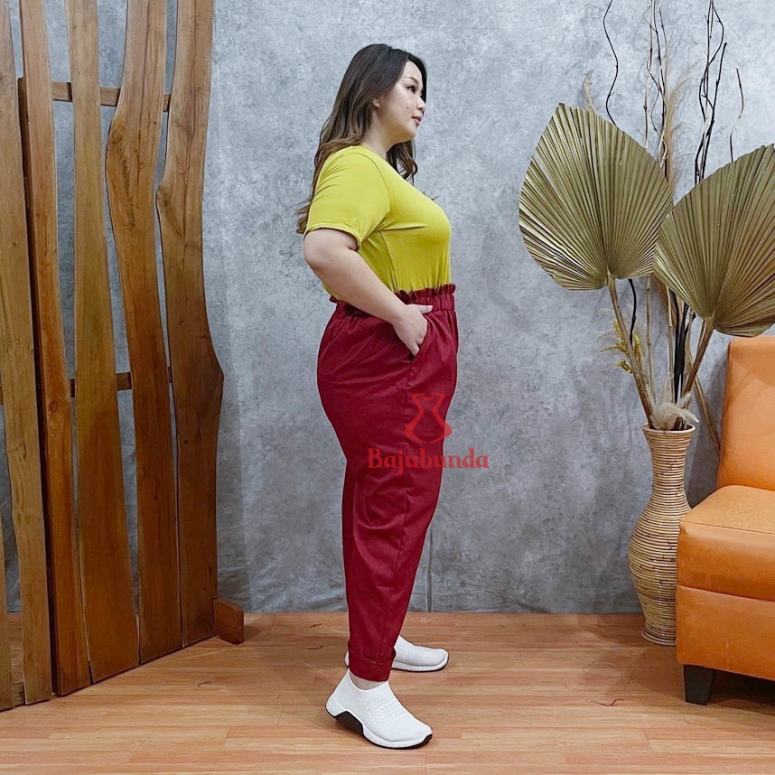 BAJUBUNDA - High Waist Kulot Pants Jumbo Wanita / Celana Panjang Kulot Big Size Polos / HIGH KULOT