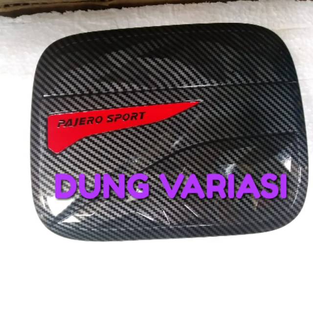 Tank cover mobil all new Pajero sport carbon list merah