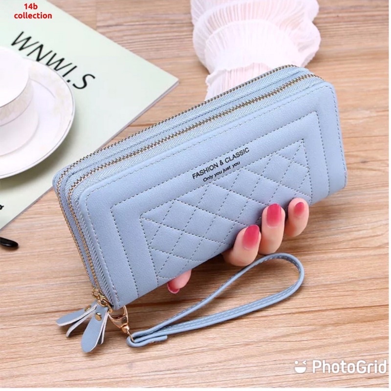 Dompet Panjang wanita double zipper dompet besar dompet HP pouch hp besar Dompet Large Forever Young Fashion and classic