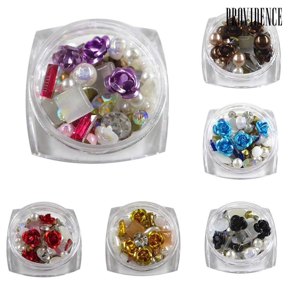 Providence Multi-shape Rose Flower Faux Pearl Rhinestone 3D Nail Art DIY Manicure Decor