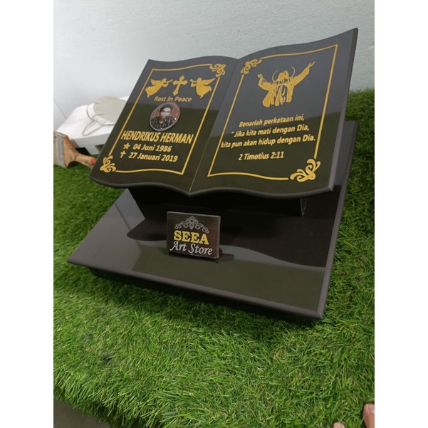 BATU NISAN MAKAM JAHUL MAESAN BUKU + HALAMAN + PACKING KAYU