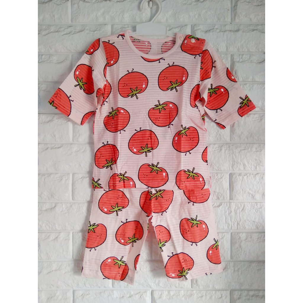 Setelan unifriend 7/8 motif tomat pink