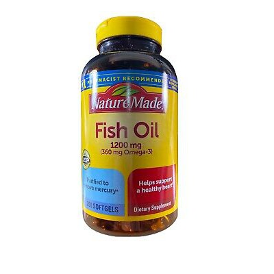 Nature Made Fish Oil 1200 mg, Contains 200 Softgels, Supports Healthy Cardiovascular & Hearts.
