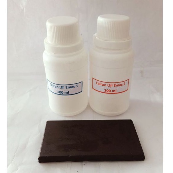 Cairan uji emas plus batu uji emas ukuran sedang