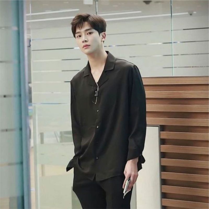 BASIC KEMEJA POLOS PRIA LENGAN PANJANG  OVERSIZE WANITA PRIA CASUAL KEMEJA RAYON OPEN COLLAR NEW SHI