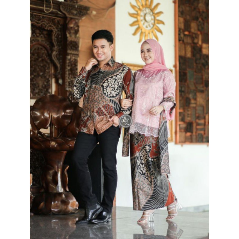 BAJU COUPLE BROKAT SELENDANG MODERN COUPLE MODERN BATIK PLIKET