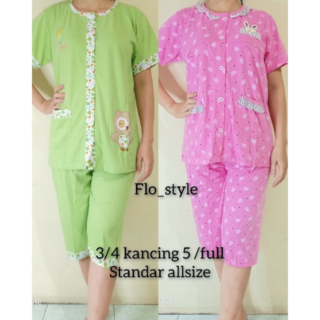 flo_style-baju tidur 3/4 kancing full/kcg 5 standar lorita tinny by sofie#etalase baru