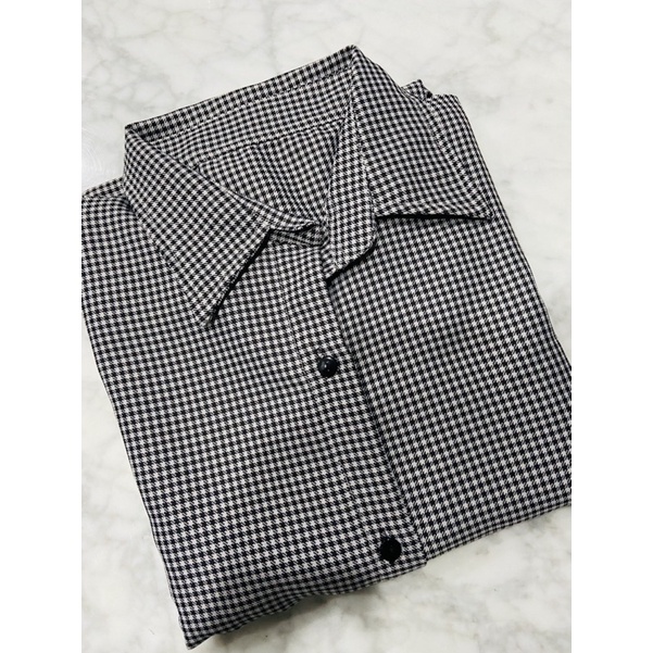 real pic kemeja houndstooth LD  110 / kemeja motif modern / K 013700