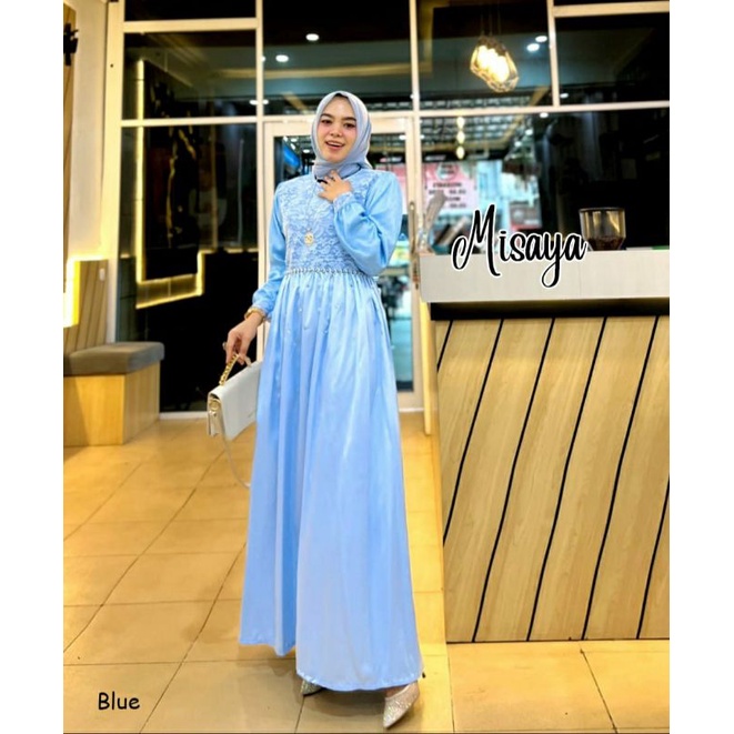 Misaya Maxy, GAMIS CANTIK MODIS FIT XXL LD 112 BAHAN BROCADE CORNELLY KOMBI MAXMARA VELVET MIX TILE DOT TERMURAH